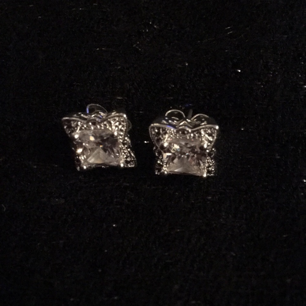 Picture Perfect CZ Studs Silvertone
